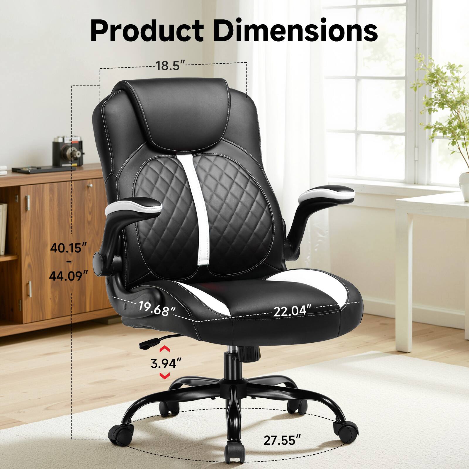 Product Dimensions 18.5" 40.15" - 44.09" 19.68" 22.04" 3.94" 27.55"