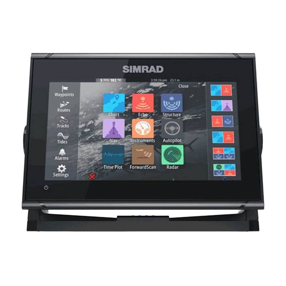 Waypoints  
SIMRAD  
5 NOG 182  
3:59:26 PM  
23.1  
Close  
Routes  
Chart  
Ecbo  
Structure  
Tracks  
Tides  
Nav  
Instruments  
Autopilot  
Alarms  
Settings  
Time Plot  
ForwardScan  
Radar