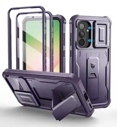 Front. Dexnor - For Samsung Galaxy A56-5G Case Heavy Duty Protection Shockproof Phone Case with Screen Protector - Phantom Purple.