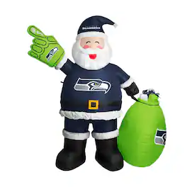 Logo Brands - Seattle Seahawks 7' Inflatable Santa - Multicolor