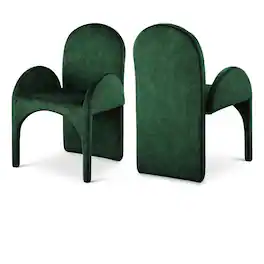 Meridian Furniture - Summer Velvet Dining Arm Chair, Set of 2 - Green