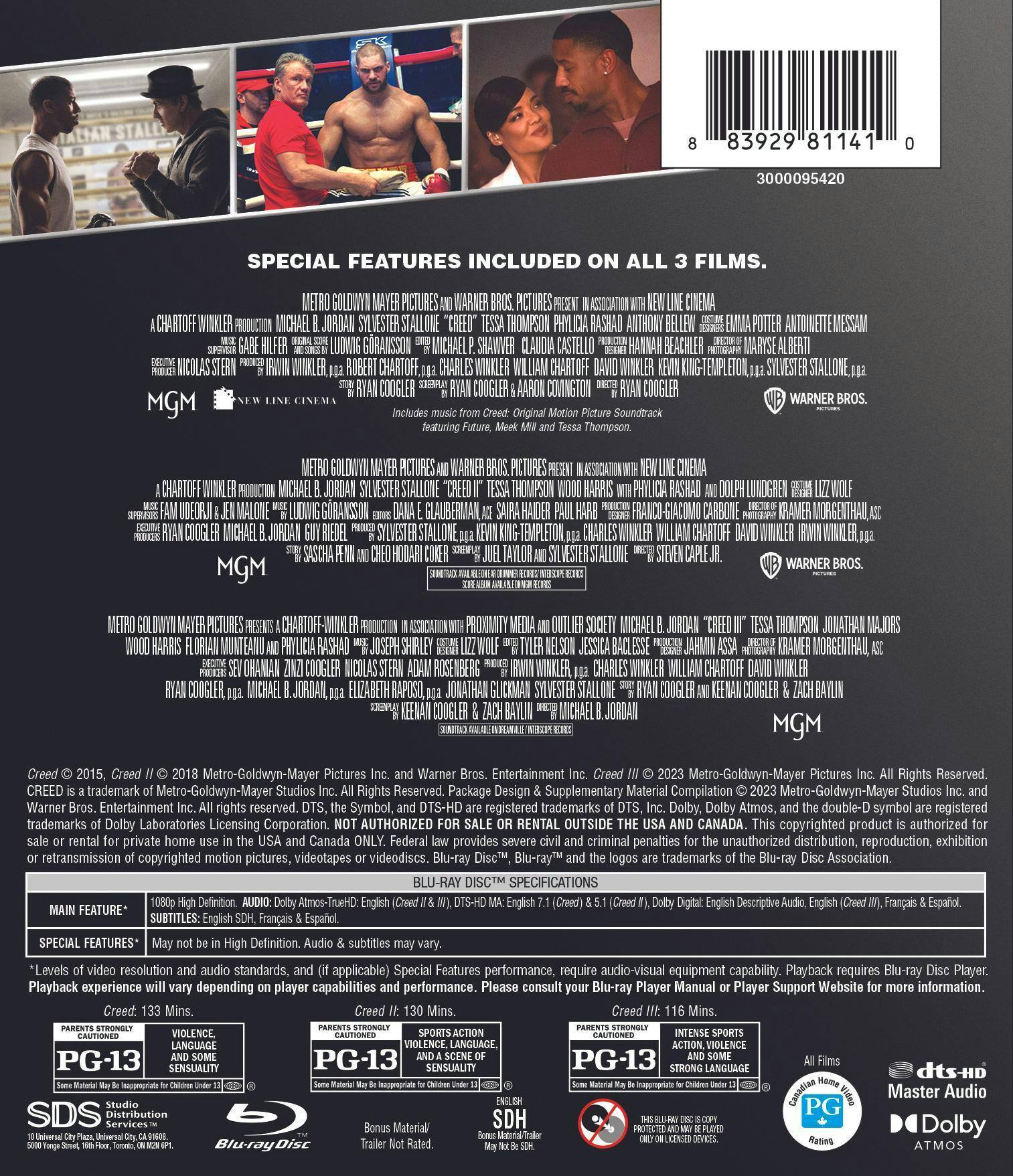 Back. Creed: 3-film Collection (Box Set) [Blu-ray].