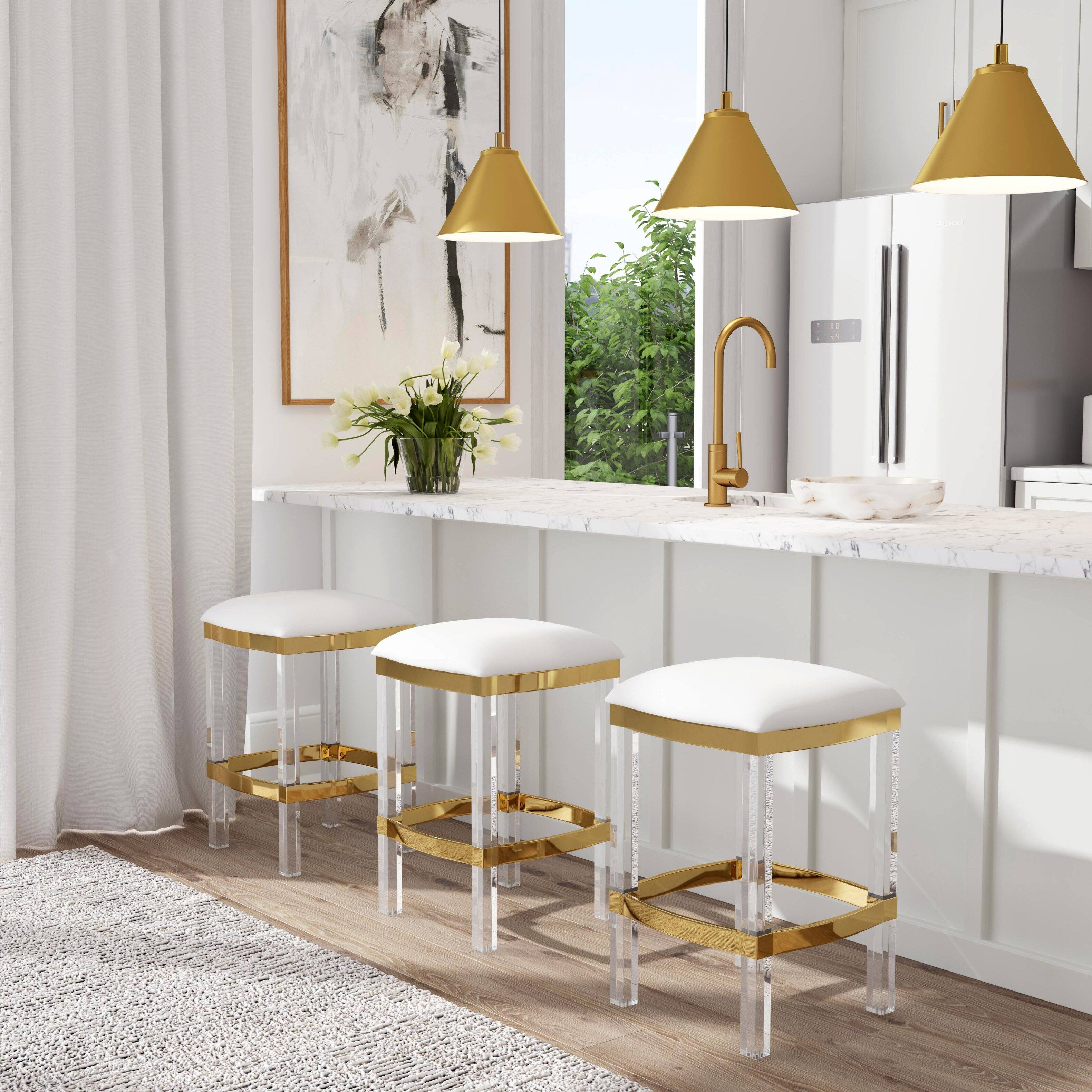 Alt View 6. Butler Specialty - Jordan Acrylic & Polished Brass 24" Counter Stool - White.