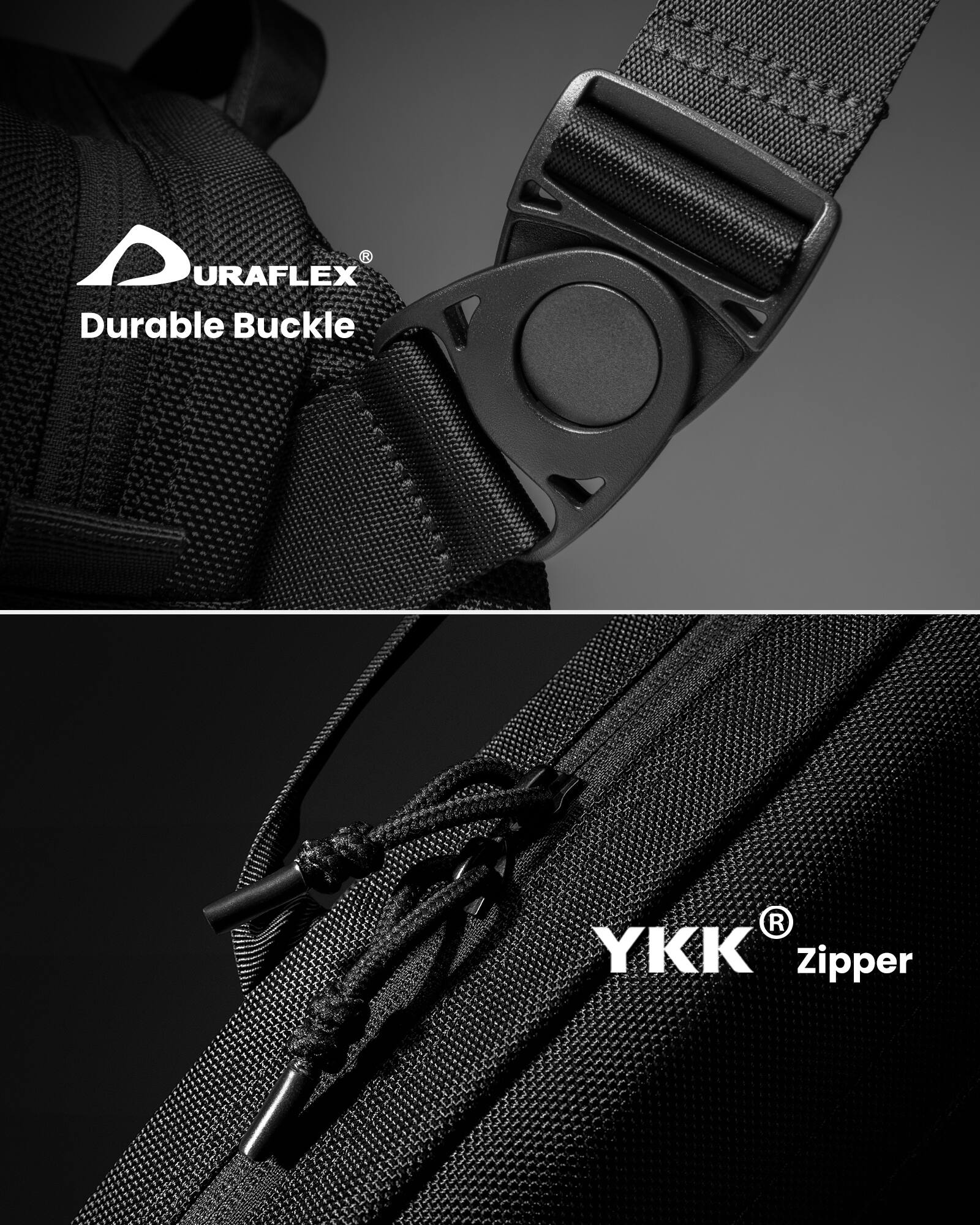 R Duraflex Durable Buckle R YKK Zipper