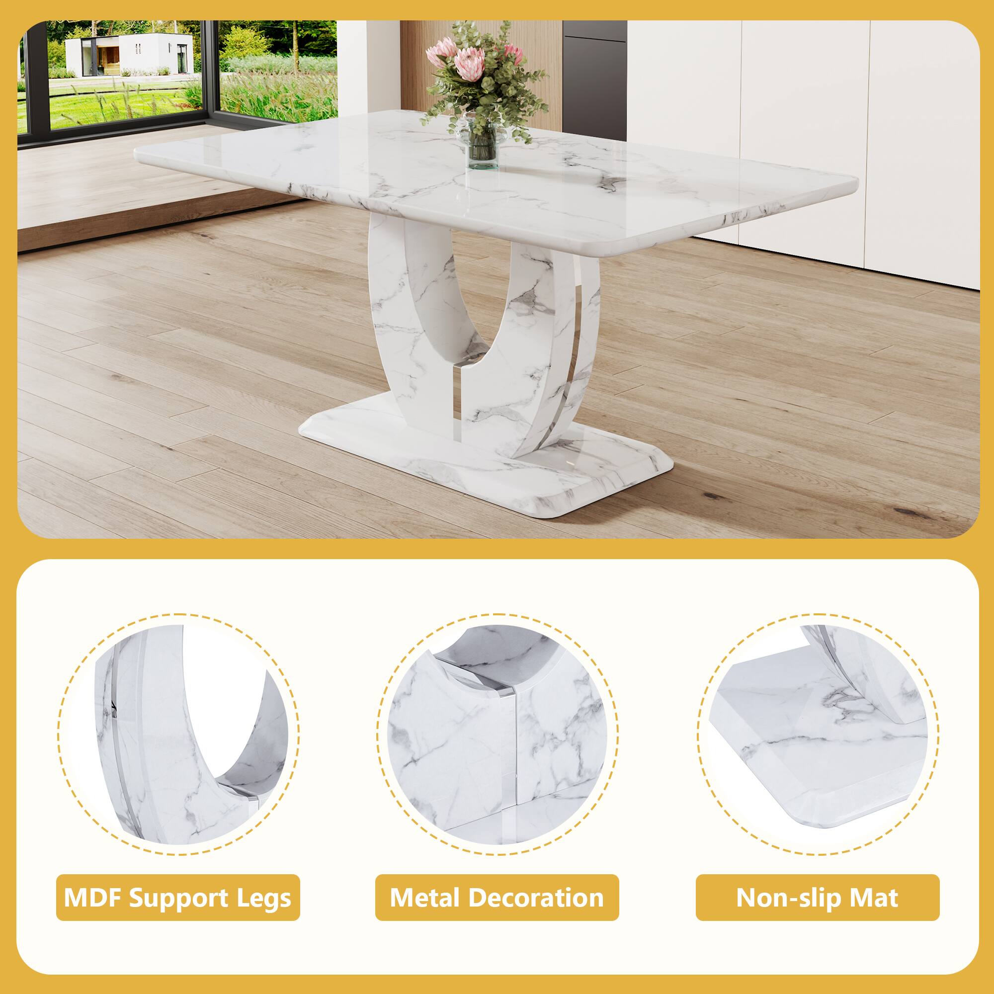MDF Support Legs  
Metal Decoration  
Non-slip Mat