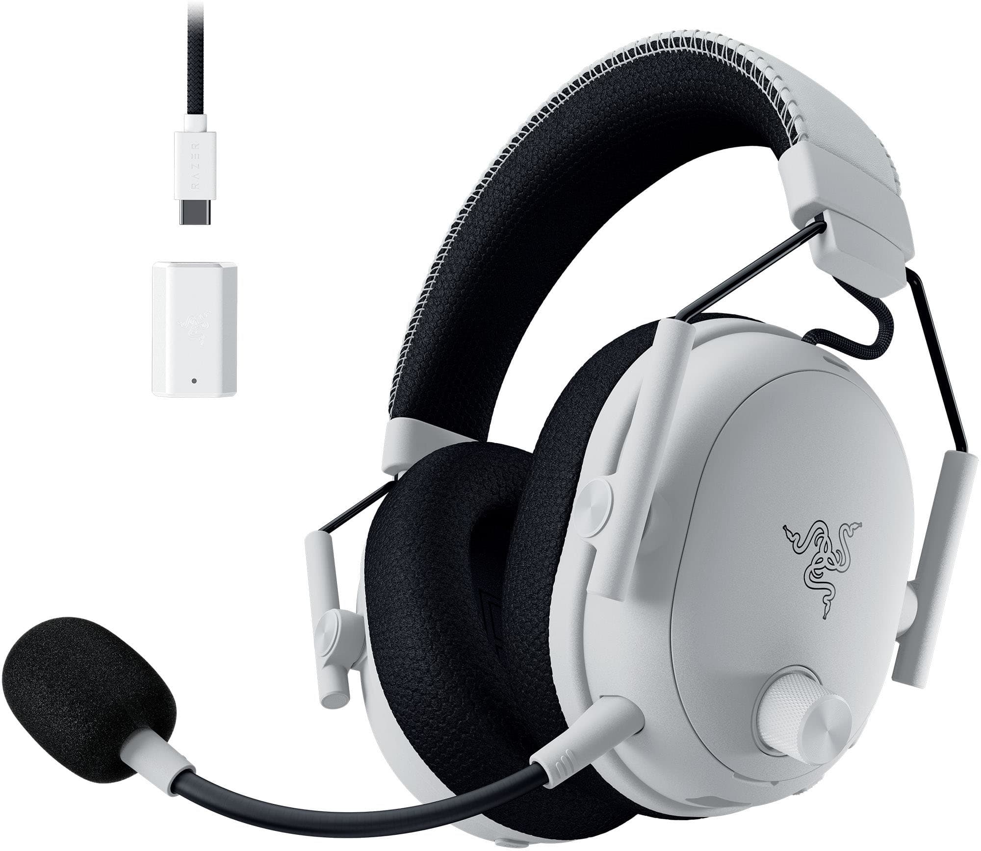 Razer - BlackShark V3 Pro ANC Wireless Over-the-Ear Gaming Headset for PC, Mac, Playstation, Nintendo Switch, Smartphone - White - Front_Zoom