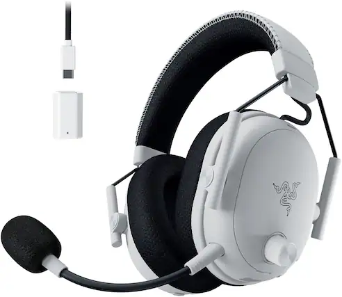 Front. Razer - BlackShark V3 Pro ANC Wireless Over-the-Ear Gaming Headset for PC, Mac, Playstation, Nintendo Switch, Smartphone - White.