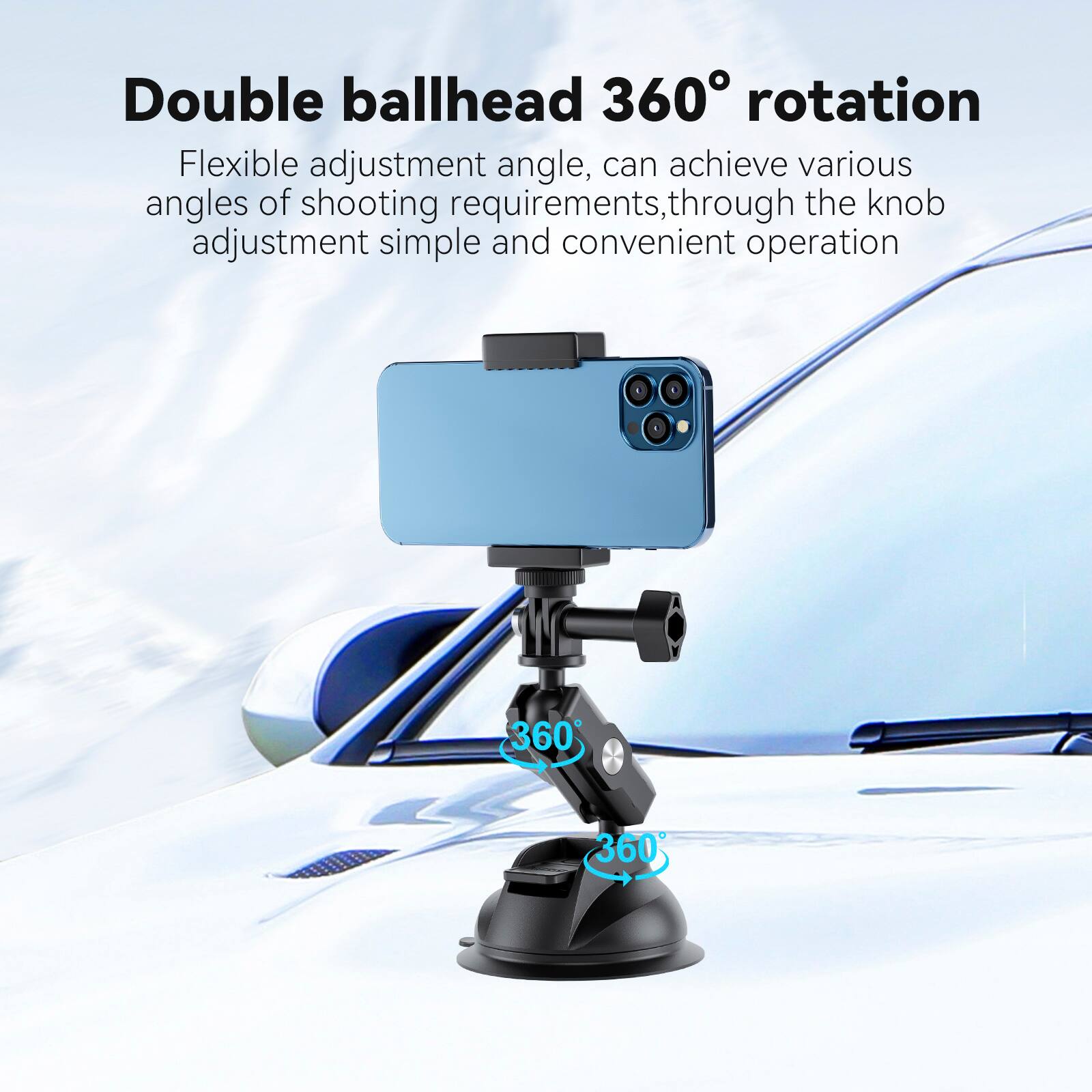 Double ballhead 360° rotation

Flexible adjustment angle, can achieve various angles of shooting requirements, through the knob adjustment simple and convenient operation