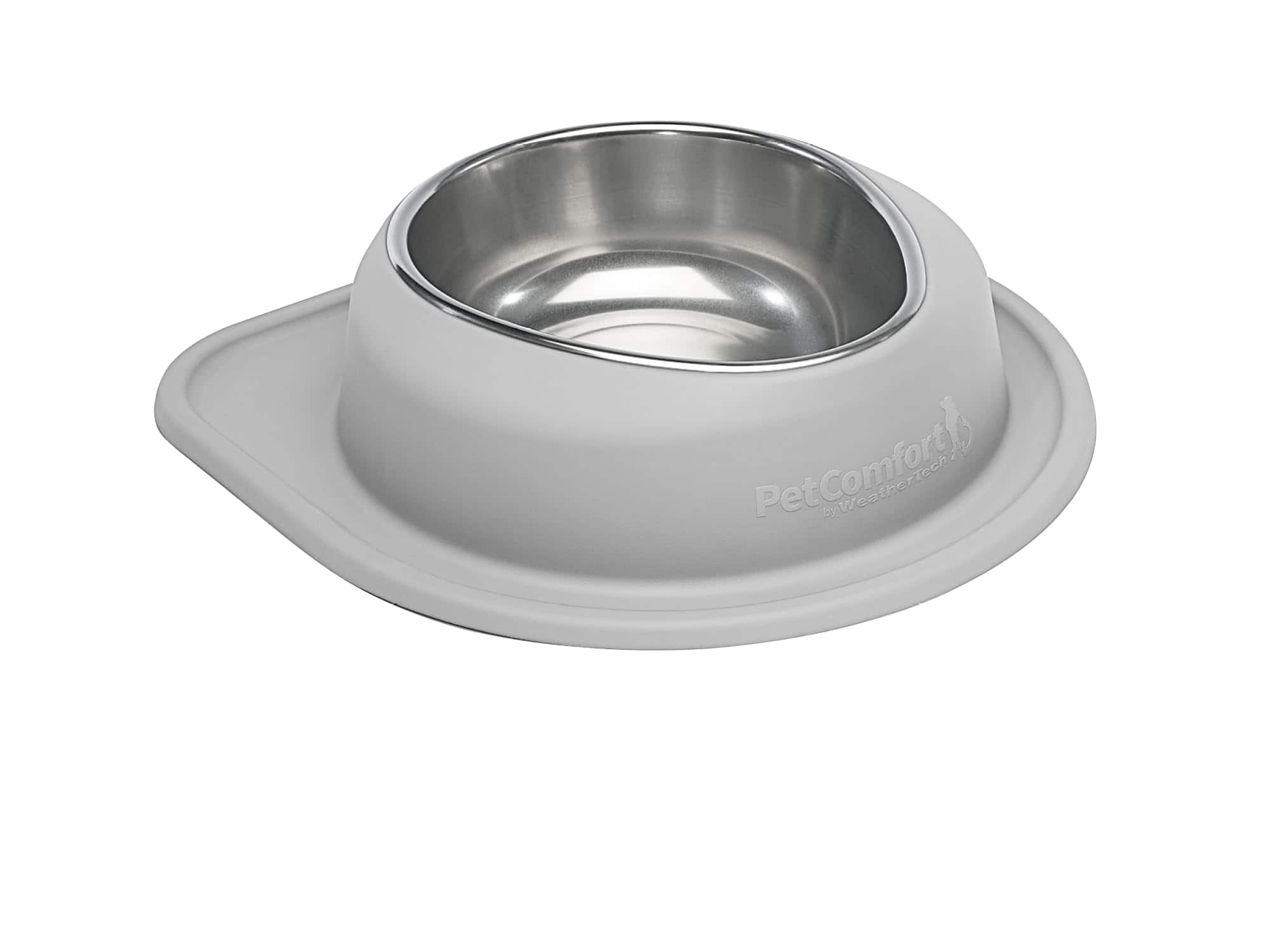 WeatherTech - Single Low Pet Feeding System | Compact Pet Food and Water Station - Light Grey - 96oz (12 Cup) Stainless Steel Bowl - Light Gray