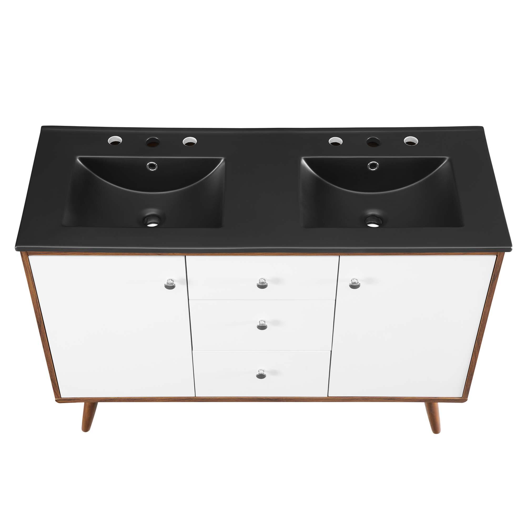Alt View 4. Modway - Transmit Bathroom Vanity Basin Included - Walnut Black.