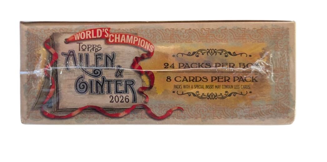 WORLD'S TOPPS CHAMPIONS ZAILEN & GINTER 2026  
24 PACKS PER BOX  
8 CARDS PER PACK  
PACKS WITH A SPECIAL INSERT MAY CONTAIN LESS CARDS