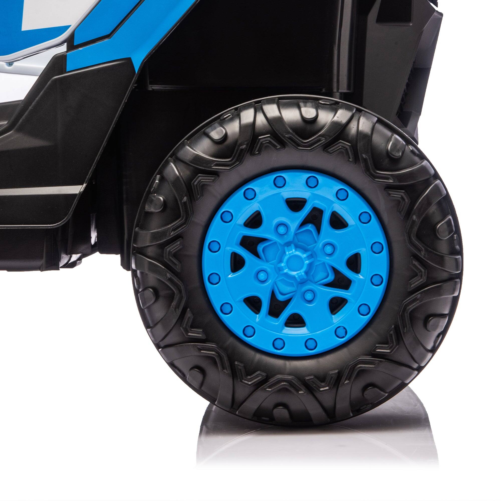 Alt View 5. Boyel Living - 3+ Blue 12V Kids Ride On UTV with Parents Remote Control Twin 25W Motors - blue.