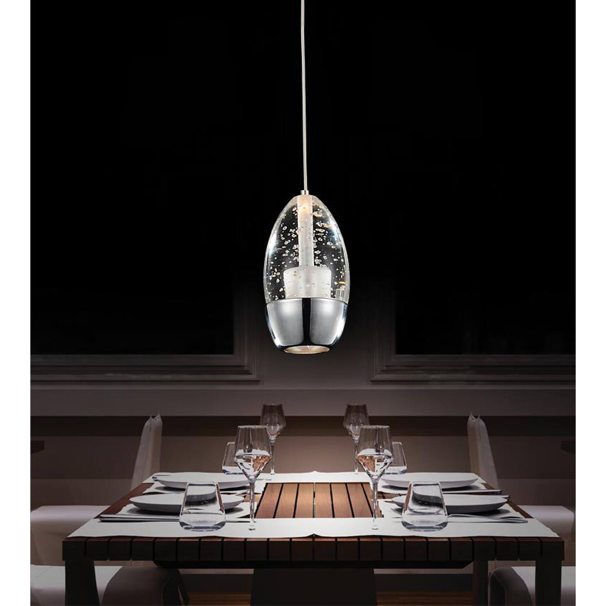 Angle. CWI Lighting - Perrier 1 Light Down Mini Pendant With Chrome Finish - Chrome.