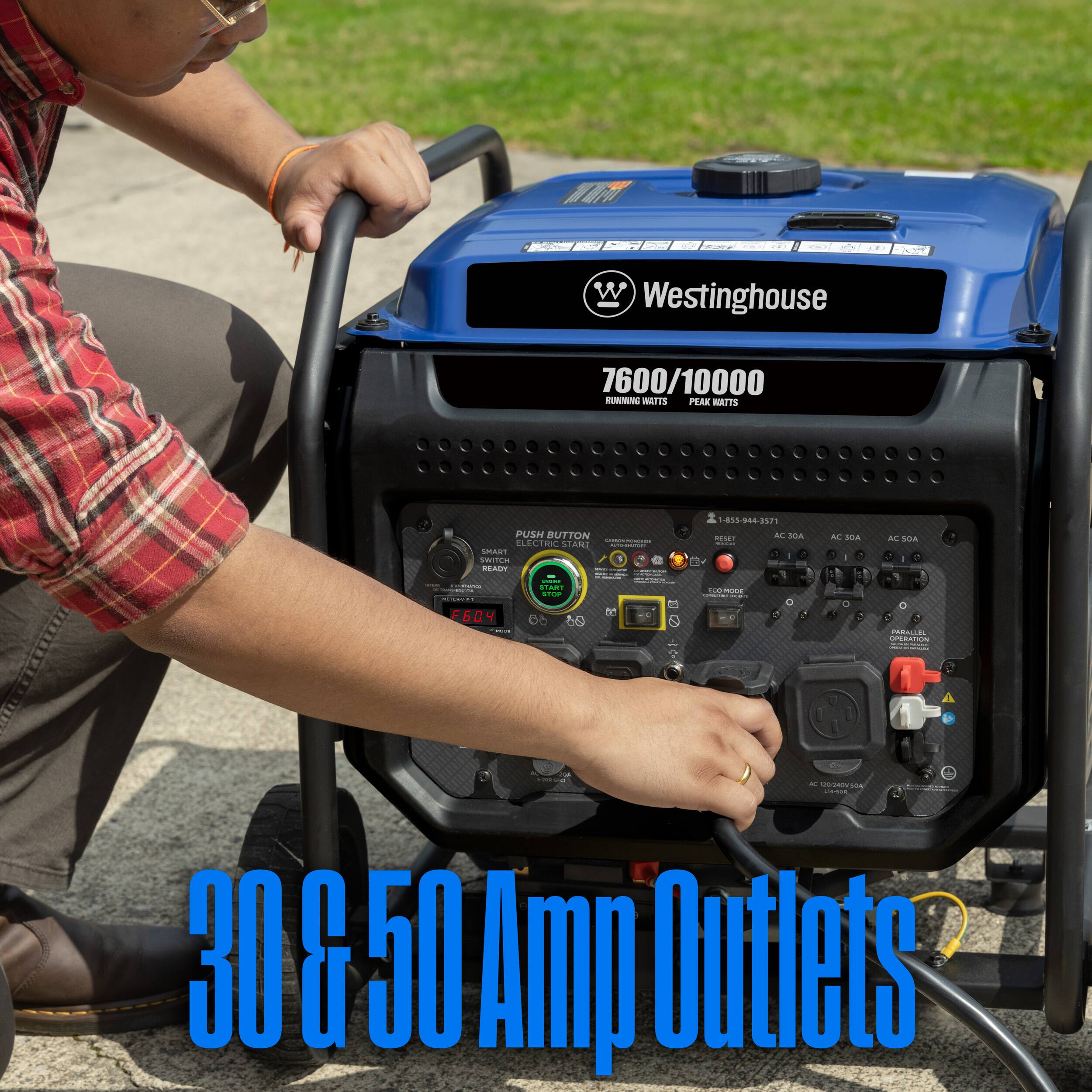 Ai .... 0 W Westinghouse 7600/10000 KURNING WRITS PEAK WAITS | PUSN BUTTON : I SLEC LLECTRIC STAR BC LIARI : | RAN eTEn REAUT V | STAN m Y 604 8 56 - 805.946-5571 906 as.71 AL JGA ..M | - A 1 Co - I O - + A JOAA - & A SOA COSRI .. - UiasA - -s 10 I il I Dudets

30 & 50 Amp Outlets