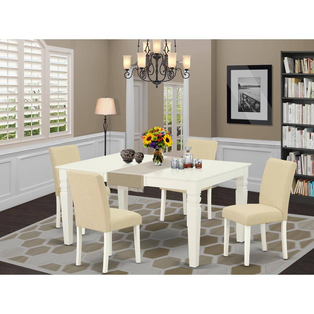Left. East West Furniture - Dining Room Set Linen White - Linen White.