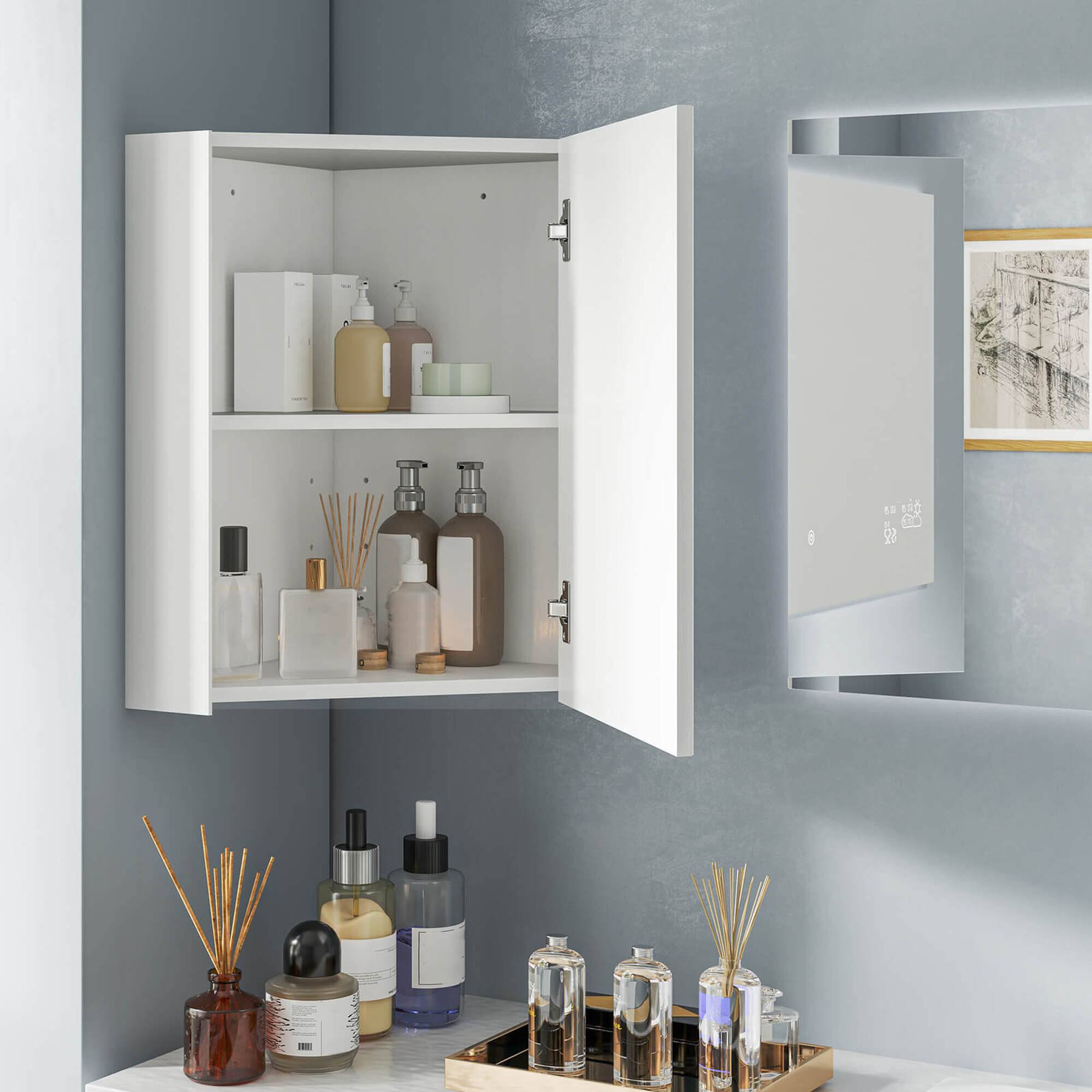 Alt View 4. Costway - Costway 23.5" Wall Mounted Storage Organizer Corner Medicine Cabinet with Mirror - White.