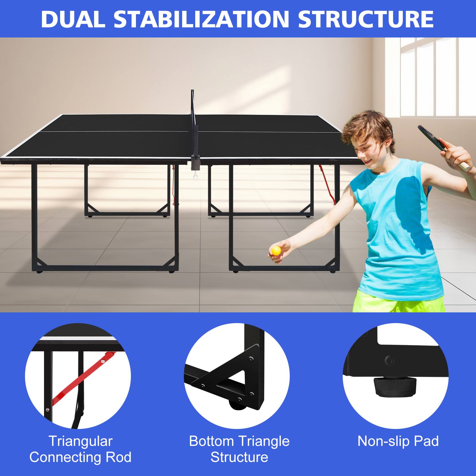 DUAL STABILIZATION STRUCTURE

- Triangular Connecting Rod
- Bottom Triangle Structure
- Non-slip Pad