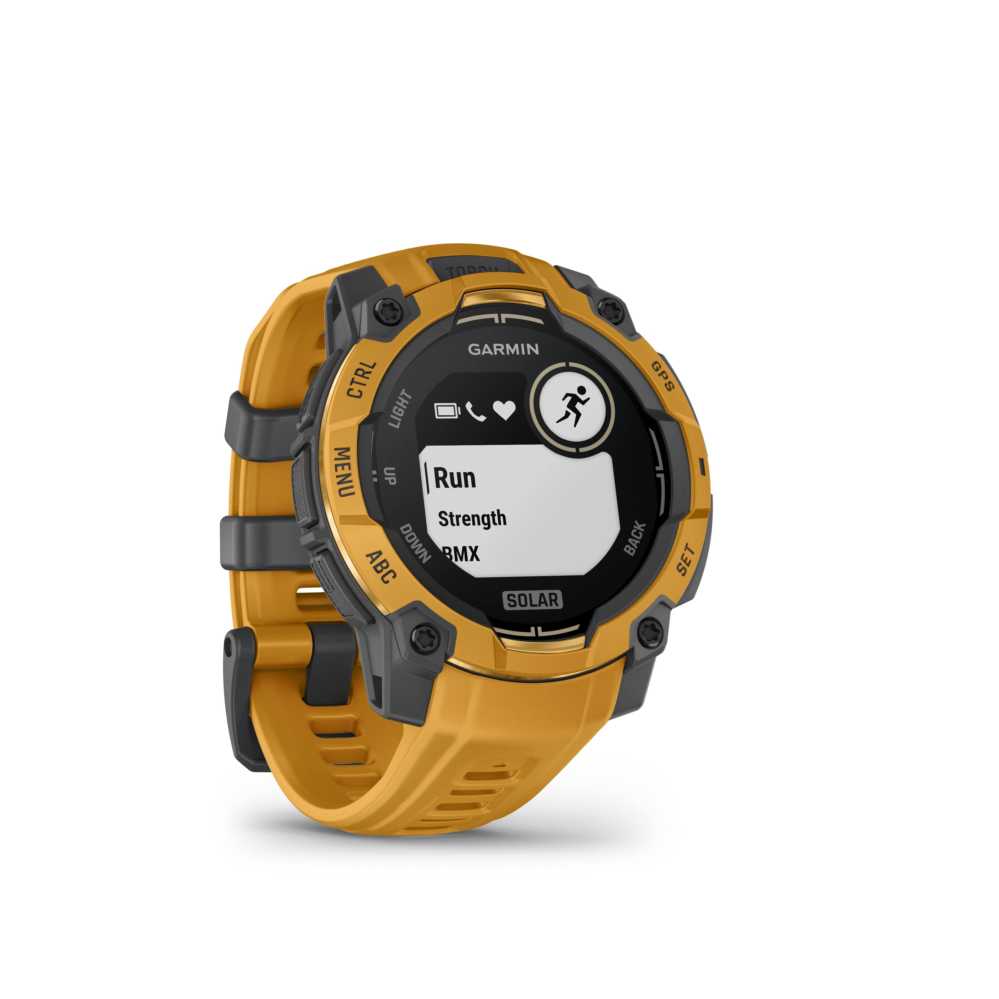 TODAY GARMIN CTRL LIGHT MENU UP Run Strength DOWN BMX ABC SOLAR GPS BACK SET