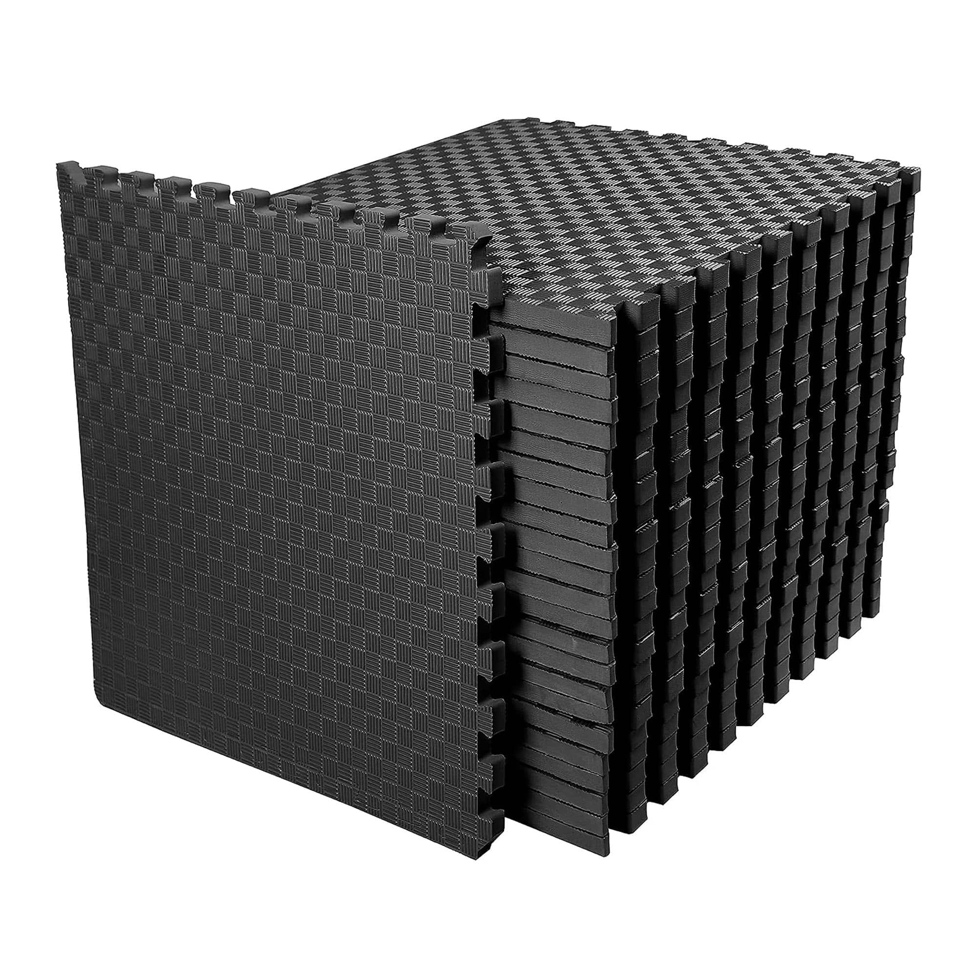 BalanceFrom Fitness - 72 Sq Ft Interlocking EVA Foam Exercise Mat Tiles - Black