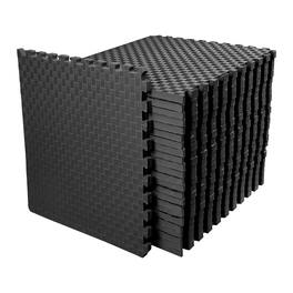 BalanceFrom Fitness - 72 Sq Ft Interlocking EVA Foam Exercise Mat Tiles - Black