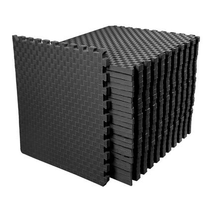 Front. BalanceFrom Fitness - BalanceFrom Fitness 72 Sq Ft Interlocking EVA Foam Exercise Mat Tiles, Black - Black.