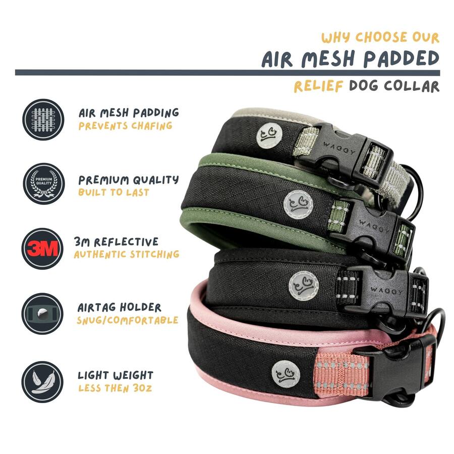 Air Mesh Padding Leash Valley Refurbished Excellent Airtag Dog Collar Holder Adjustable ...