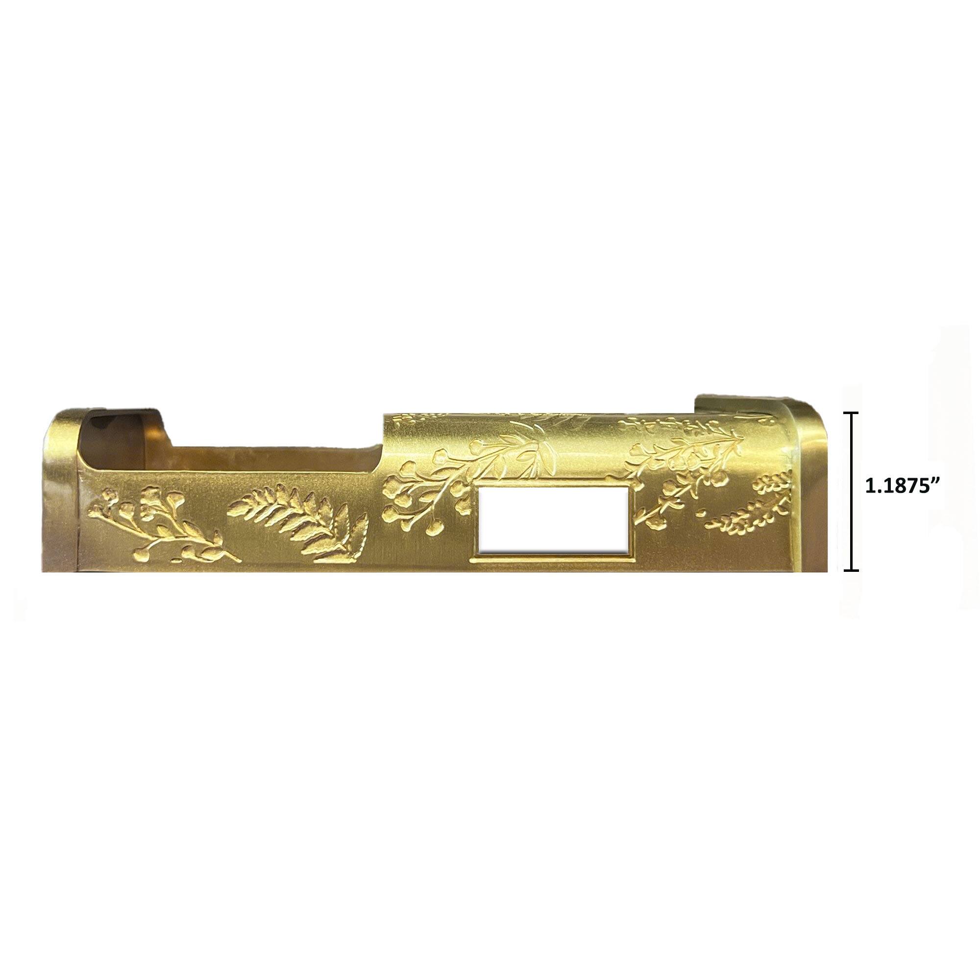 Alt View 1. Michael Healy - Wildflower Video Doorbell Cover (Ring 3, 3 Plus, 4, Battery Plus, Battery Pro) - Satin Brass.