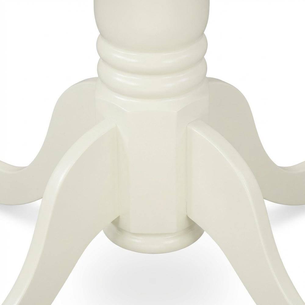 Left. FurniFact - Elegant Round Small Dining Table – White Finish, Ideal for 2 or 4 - Linen White.