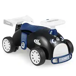 Costway - Kids Ride On Push Car with Music Under-Seat Storage Universal Wheels for Boys Girls - Black & White