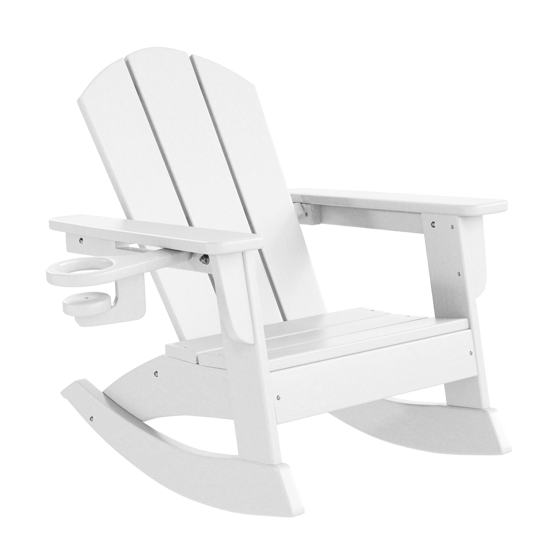 Left. WestinTrends - WestinTrends Malibu Outdoor HDPE Plastic Preschool Toddler Classic Adirondack Rocking Chairs (Set of 2) - White.