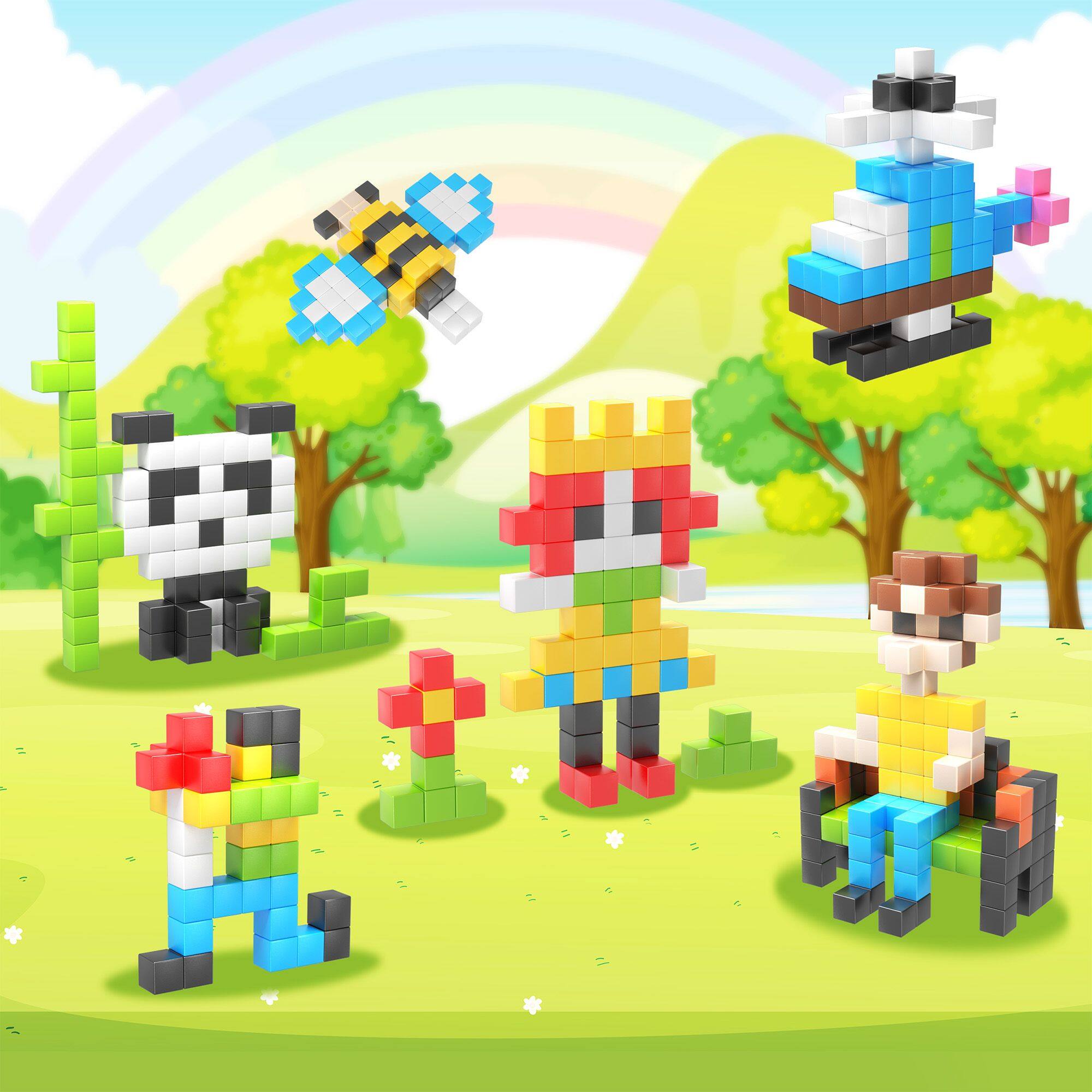 Alt View 2. PicassoTiles - PICASSO-TILES Magnetic Tiles Puzzle Cube for Kids, 108PCS Construction STEM Building Blocks Educational Toy - Multicolor.