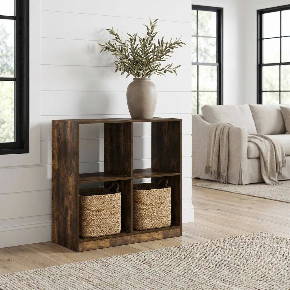 Angle. FurniFact - Wooden bookcase with sleek design and sturdy construction - Amber Pine.