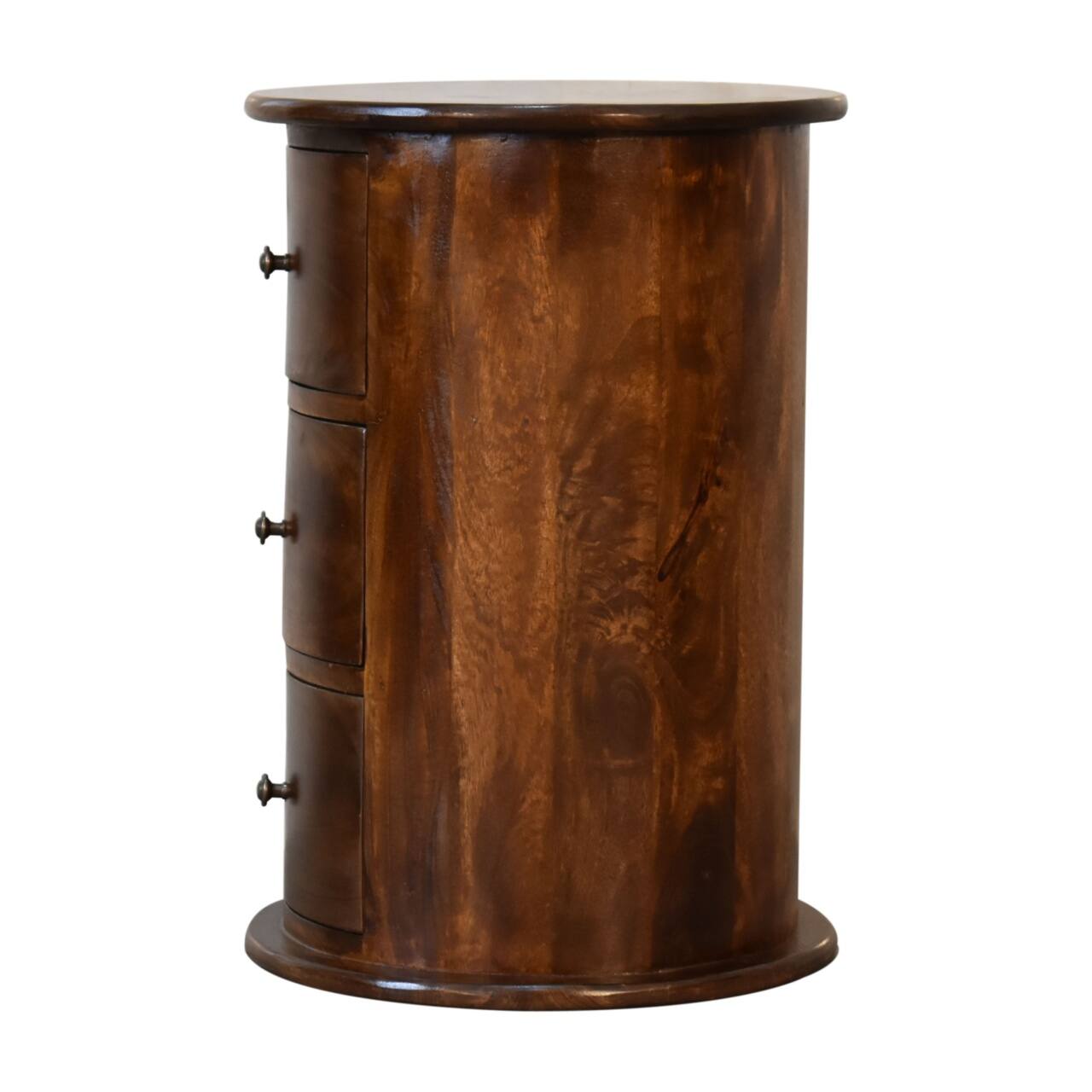 Alt View 5. Artisan Furniture - Artisan Furniture Solid Wood 3 Drawer Chestnut Drum, Dark Brown - Dark Brown.