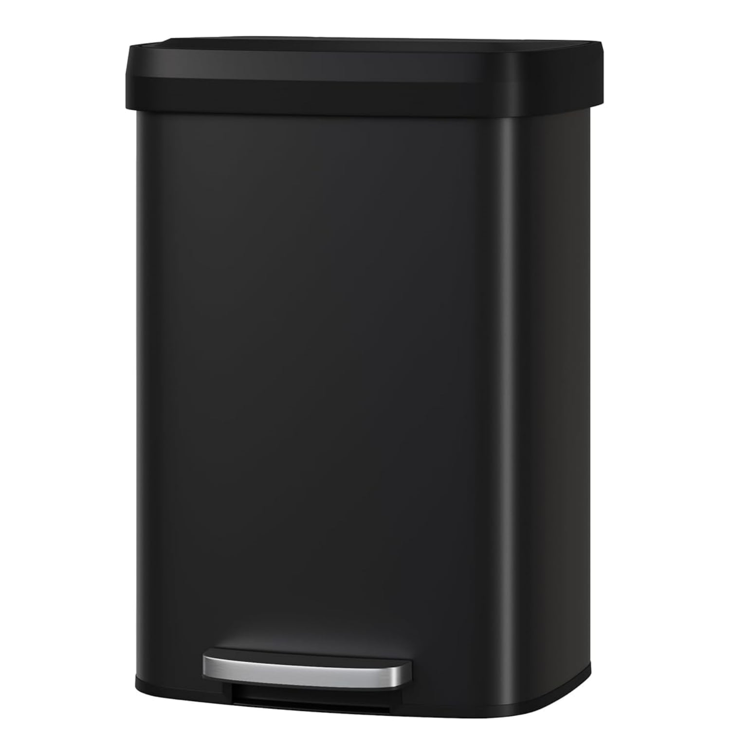 Alt View 4. Homhougo - 50L Step-on Trash Can for Kitchen, with Liner Rim and Soft Close Plastic Lid, Stylish and Functional, Black Color - Black.