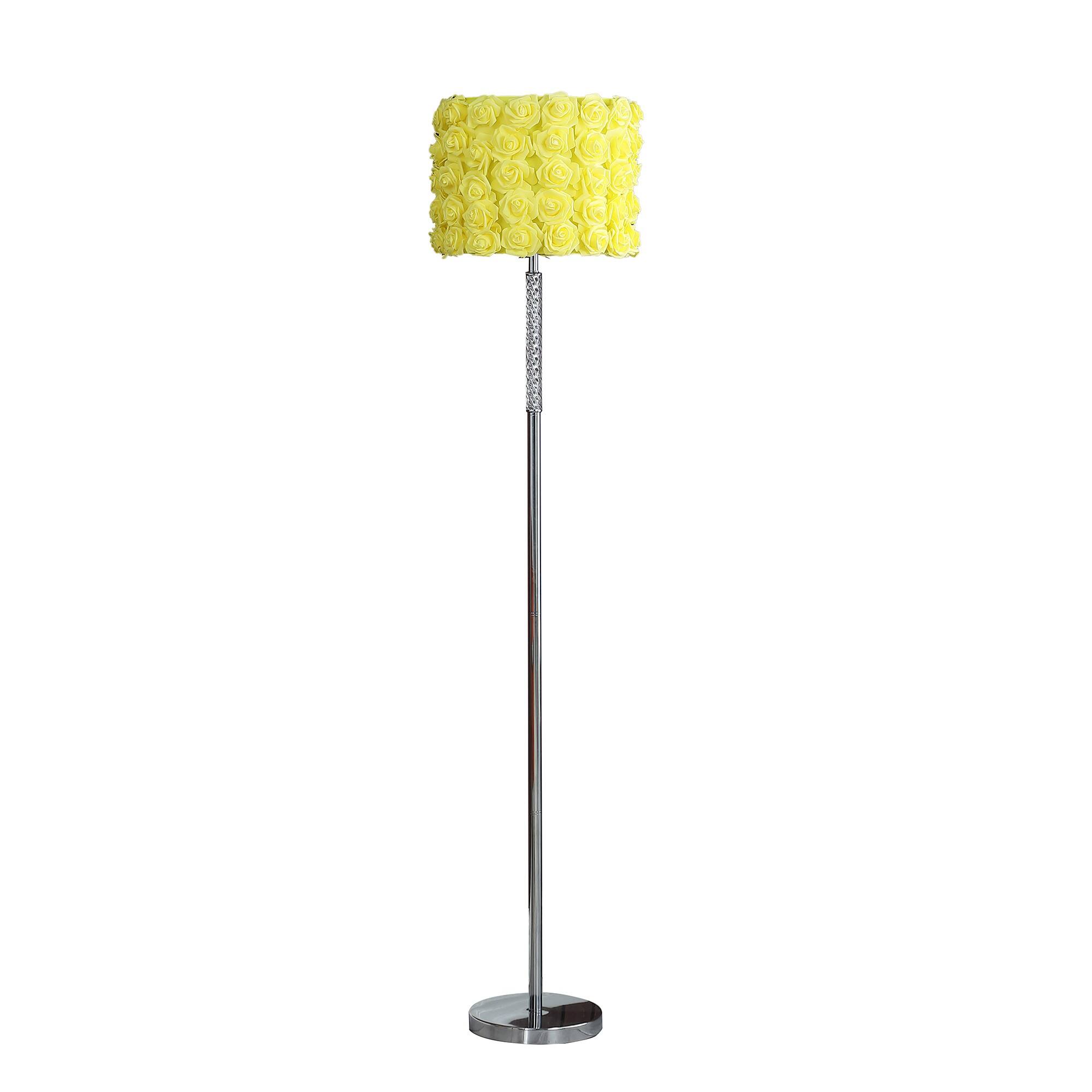 Front. Manhattan Lane - Finn 63 Inch Glamorous Floor Lamp, Rose Accent Shade, 100W.