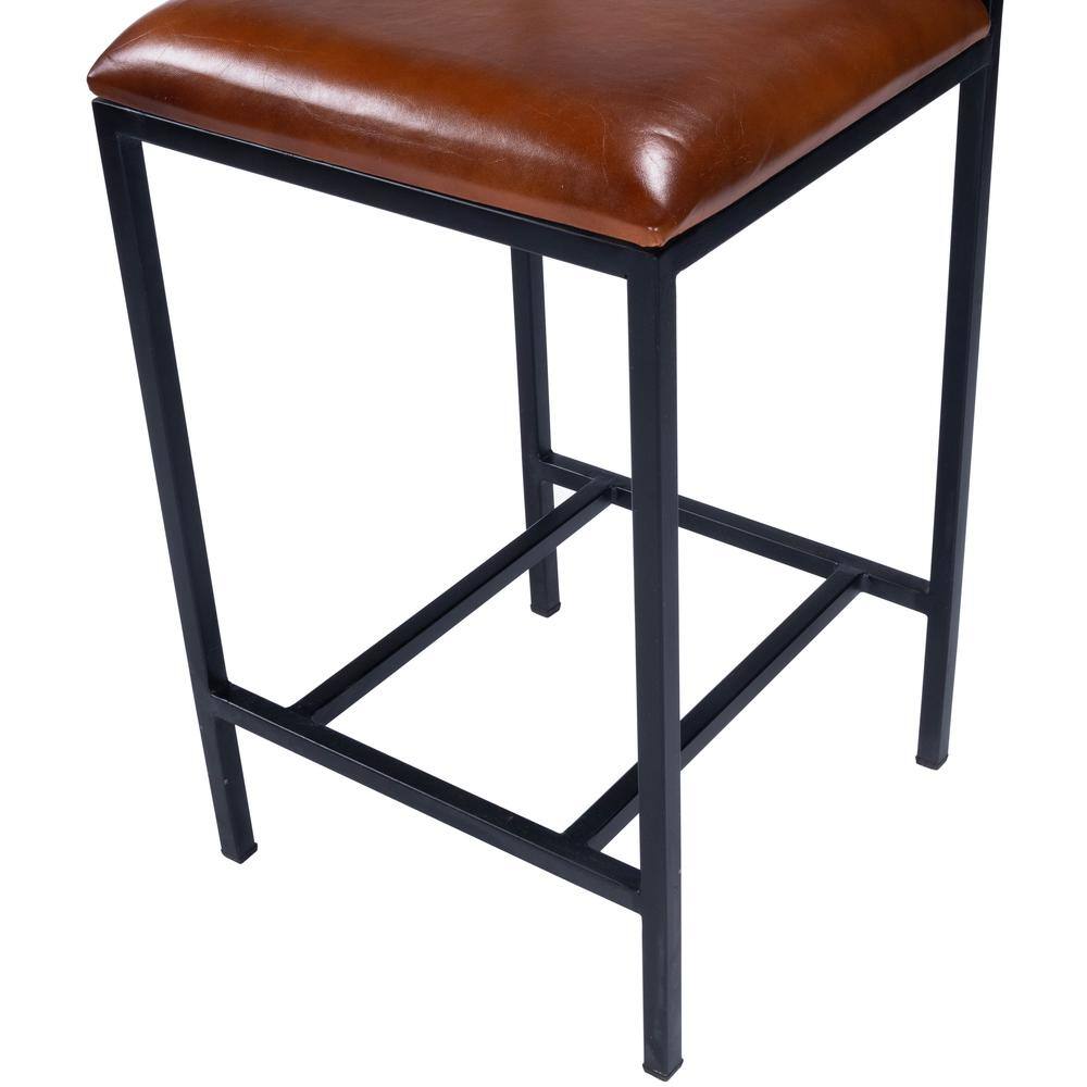 Left. Butler Specialty - Lazarus Leather & Metal 27" Counter Stool - Medium Brown.