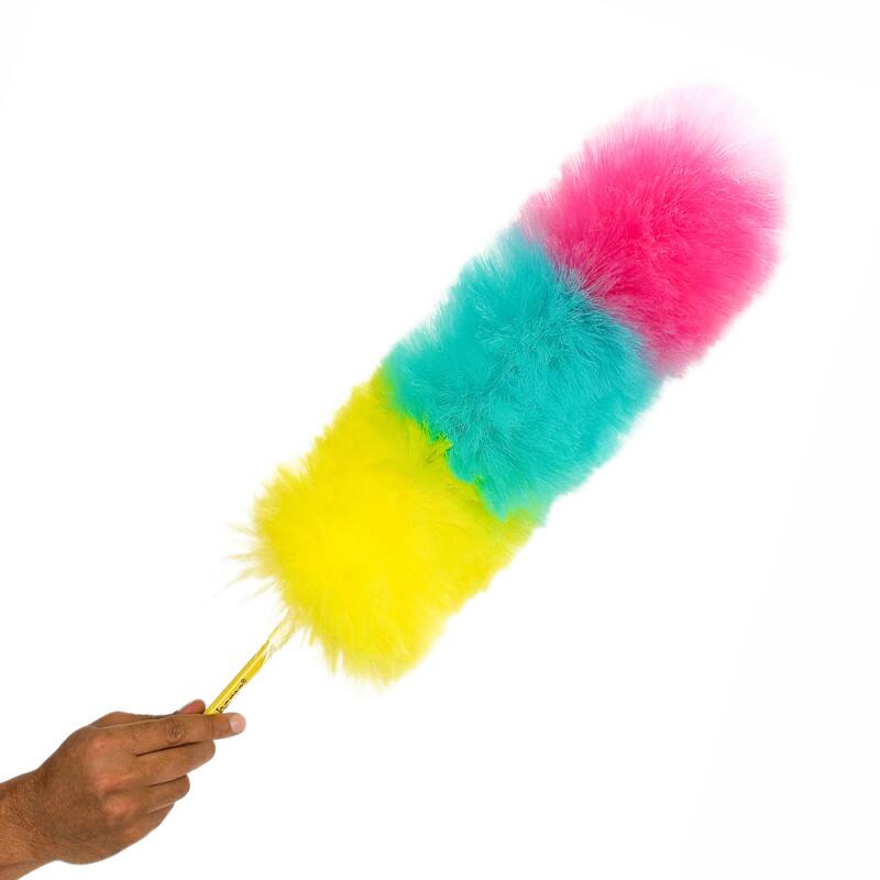Left. Kitchen + Home - Large Static Duster - 27" Inch Electrostatic Feather Duster - Cotton Candy - multicolor.