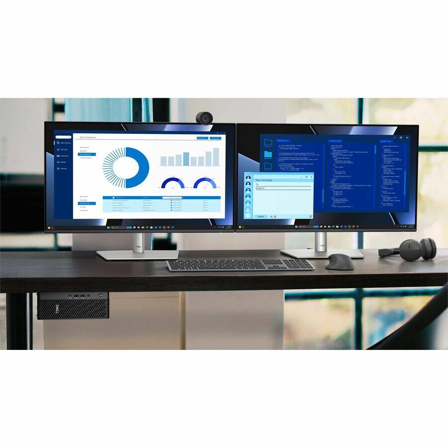 Sure, here is the corrected and grouped text from the image:

**Left Monitor:**
- Sales Overview
- Dashboard
- Reports
- Settings
- Logout
- Sales Overview
- Total Sales: $1,234,567
- Average Order Value: $123.45
- Total Orders: 1,234
- Total Customers: 567
- Monthly Sales
- Weekly Sales
- Daily Sales
- Monthly Sales: $123,456
- Weekly Sales: $23,456
- Daily Sales: $3,456

**Right Monitor:**
- Type a message
- [Name]
- [Message]
- [Send]
- [Attachment]
- [More options]
- [File]
- [Image]
- [Link]
- [Location]
- [Calendar]
- [Contact]
- [Meeting]
- [Task]
- [Note]
- [Poll]
- [Reaction]
- [Sticker]
- [Emoji]
- [Keyboard]
- [Voice]
- [Video]
- [Audio]
- [Camera]
- [Screen]
- [Screen Recording]
- [Screen Share]
- [Screen Share