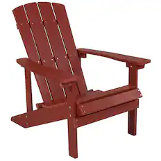 Front. Emma + Oliver - All-Weather Poly Resin Wood Adirondack Chair - Red.