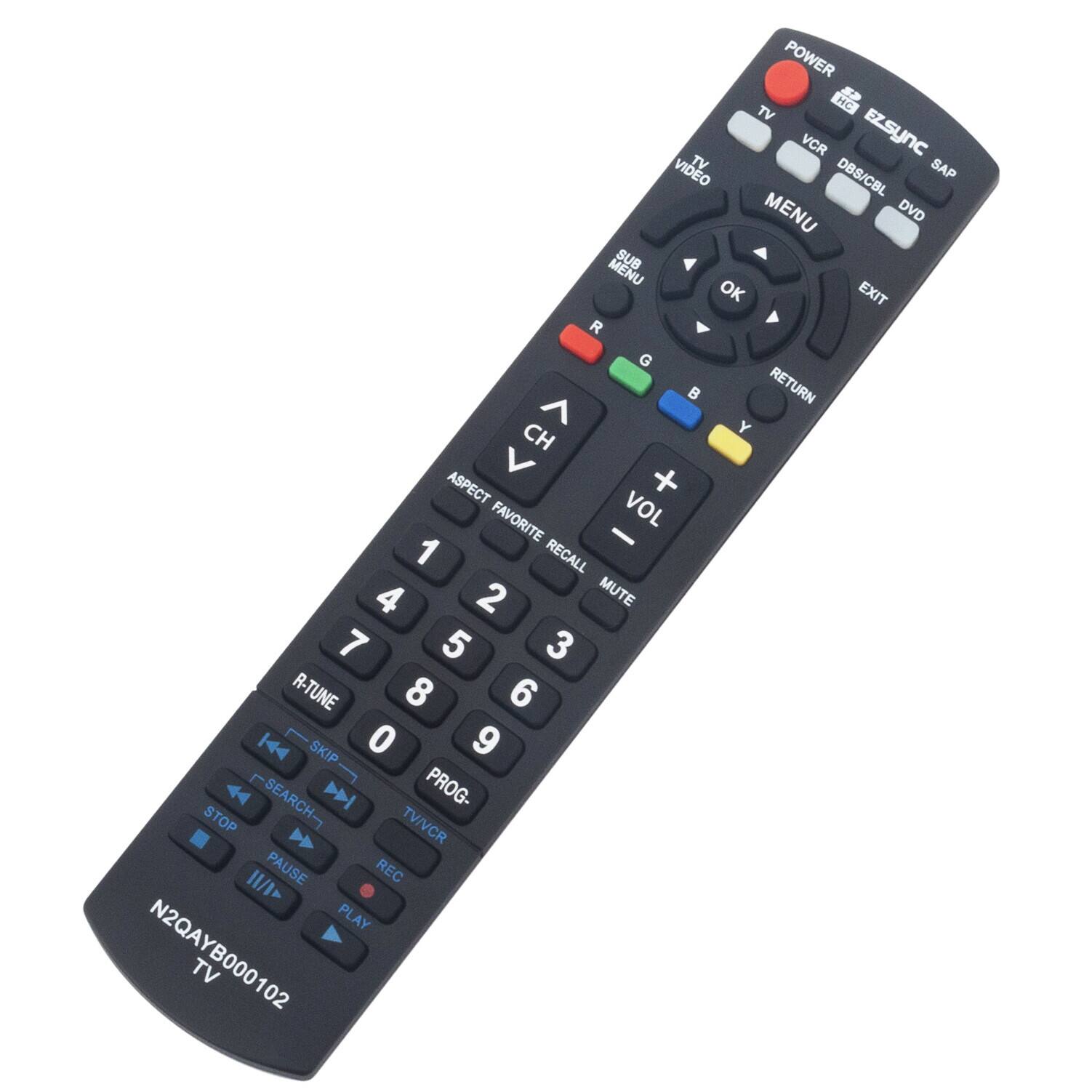 POWER TV HC VCR EZSync VIDEO TV SAP DBS/CBL MENU DVD MNU SUB OK EXIT R G  RETURN ^ Y CH V + ASPECT FAVORITE VOL - 1 RECALL 4 2 MUTE 7 5 3 R-TUNE 8 6 SKIP 0 9 SEARCH- PROG- STOP TV/VCR 11/1 PAUSE REC PLAY N2QAYB000102 TV