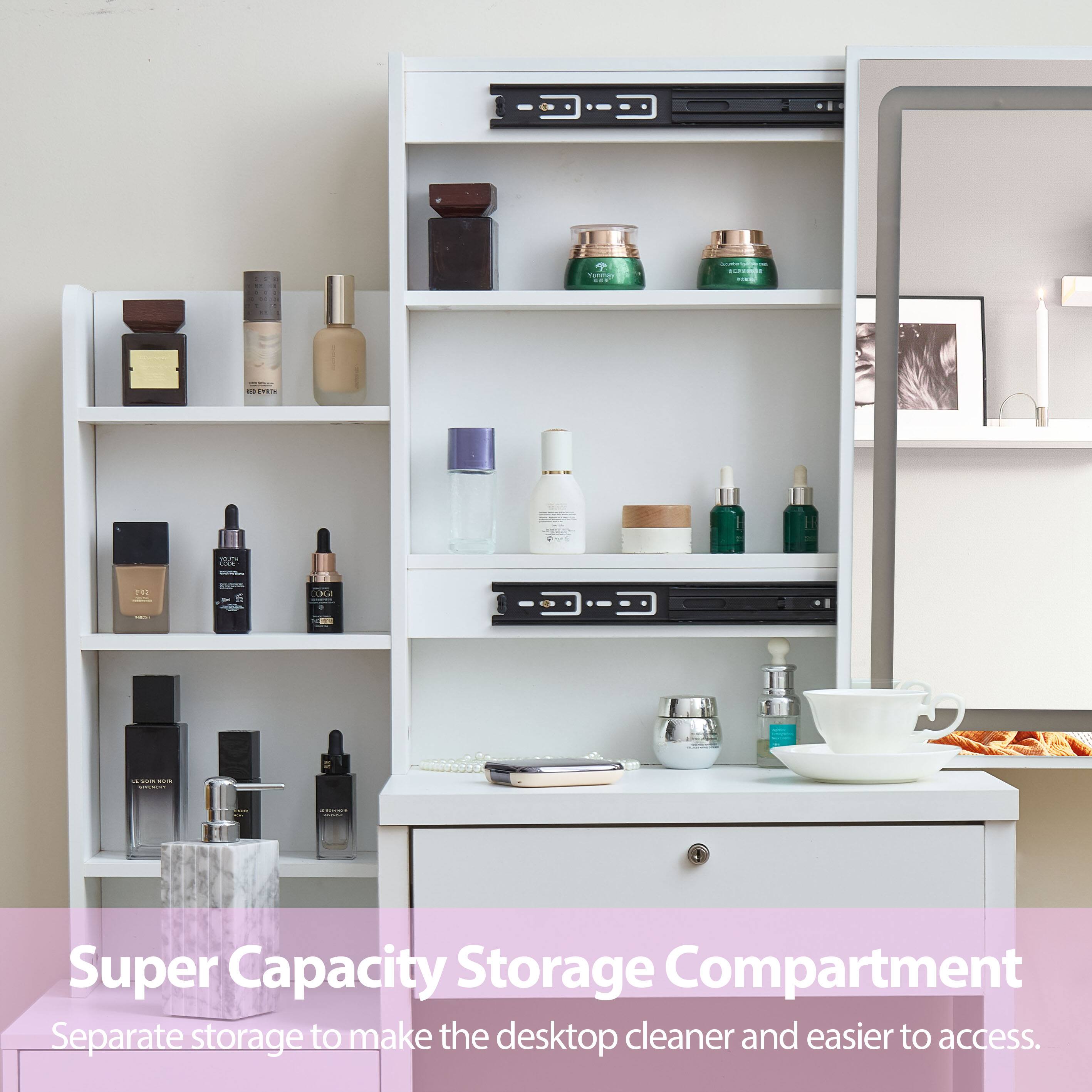 Super Capacity Storage Compartment  
Separate storage to make the desktop cleaner and easier to access.