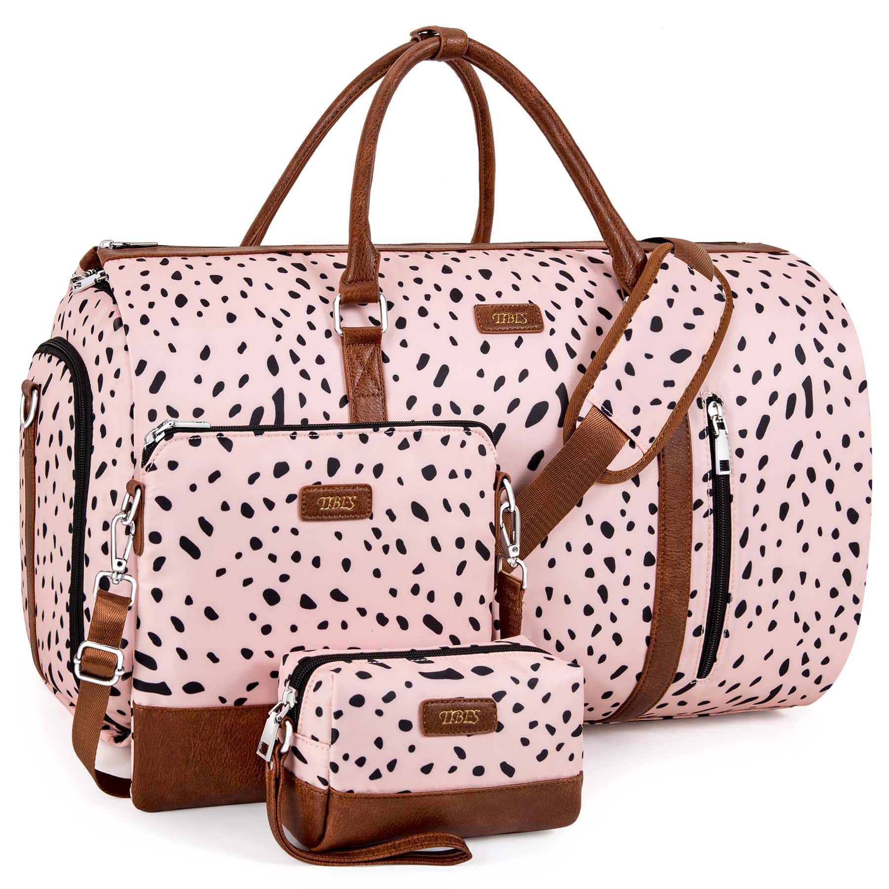 DORLUKFU - Convertible 2-in-1 Garment Bags for Travel, Carry On Garment Duffle Bag With Shoe Compartment Large Weekender Bag for - E-Pink Leopard
