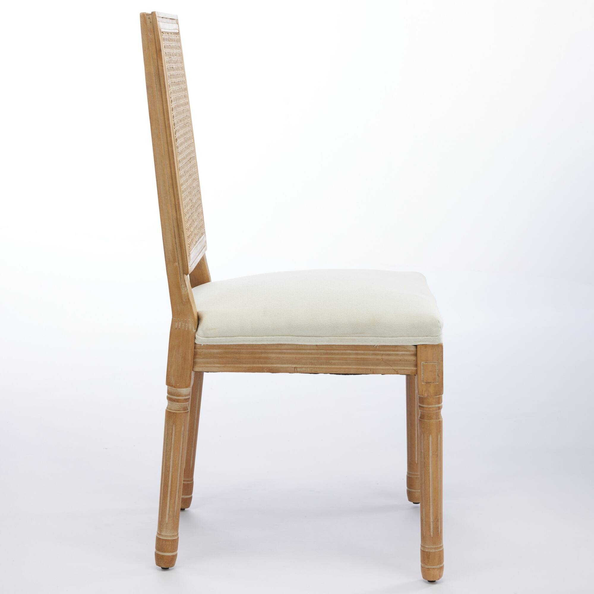 Alt View 1. GOODSILO - French-Inspired Dining Chairs Set of 2 with Rattan Backrest and Solid Wood Frame for Elegant Home Decor - Beige.