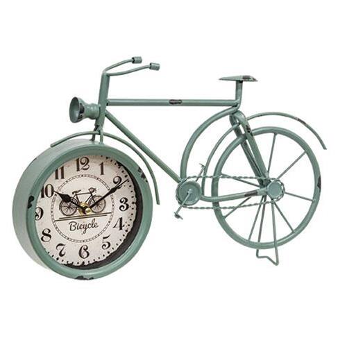 Front. BreeBe - Farmhouse Blue Bicycle Clock - Blue.