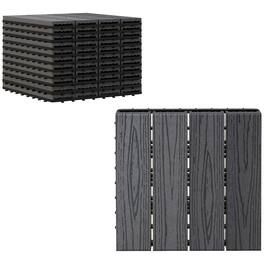 Outsunny - Interlocking Deck Tiles, Pack of 11 Outdoor Flooring Patio Tiles, 12" x 12", All Weather for Porch, Balcony - Gray
