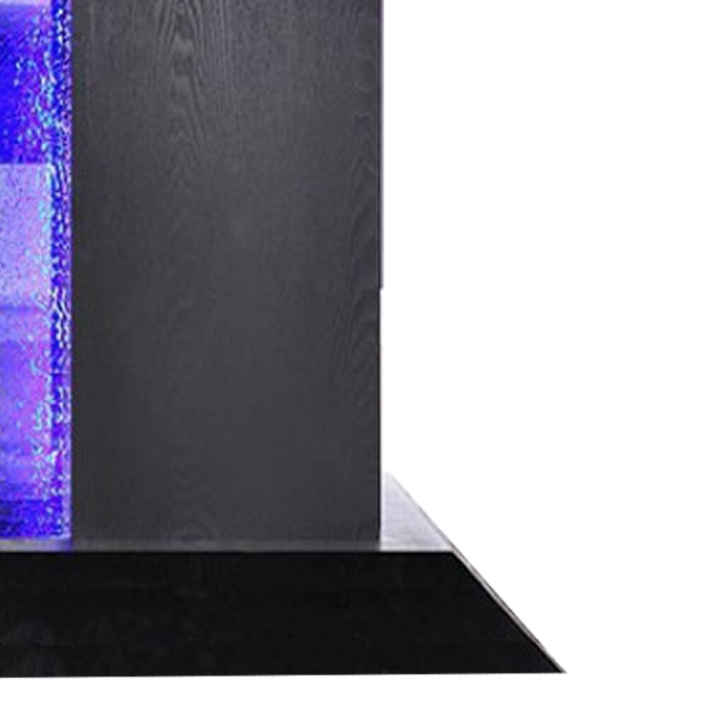 Alt View 3. Manhattan Lane - Wooden Dining Table with Pedestal Base Legs and LED Light, Black - Black.