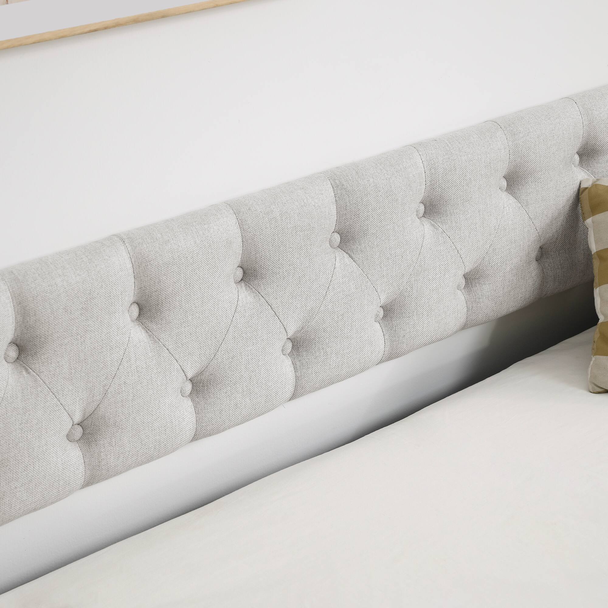 Alt View 9. Tiramisubest - Twin Size Daybed with Twin Size Trundle Upholstered Tufted Sofa Bed, Beige (80.5"x41"x30.5") - Beige.