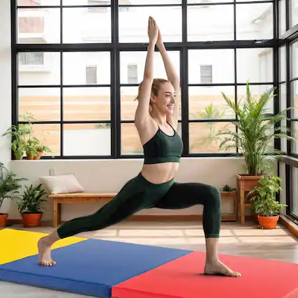 Front. Kadyn - Gymnastics Mat, Exercise Tumbling Mat,6 x 2 FT Tri-Fold Gym Mat with Handles and Removable Zippered Cover-Multicolor - Red.