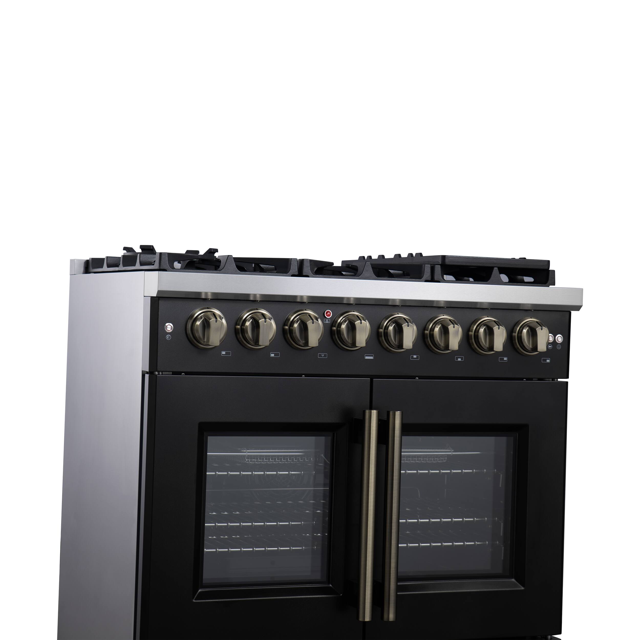 Alt View 14. Forno Appliances - Capriasca 5.36 Cu. Ft. Dual Fuel Range with French Door Design - Black.
