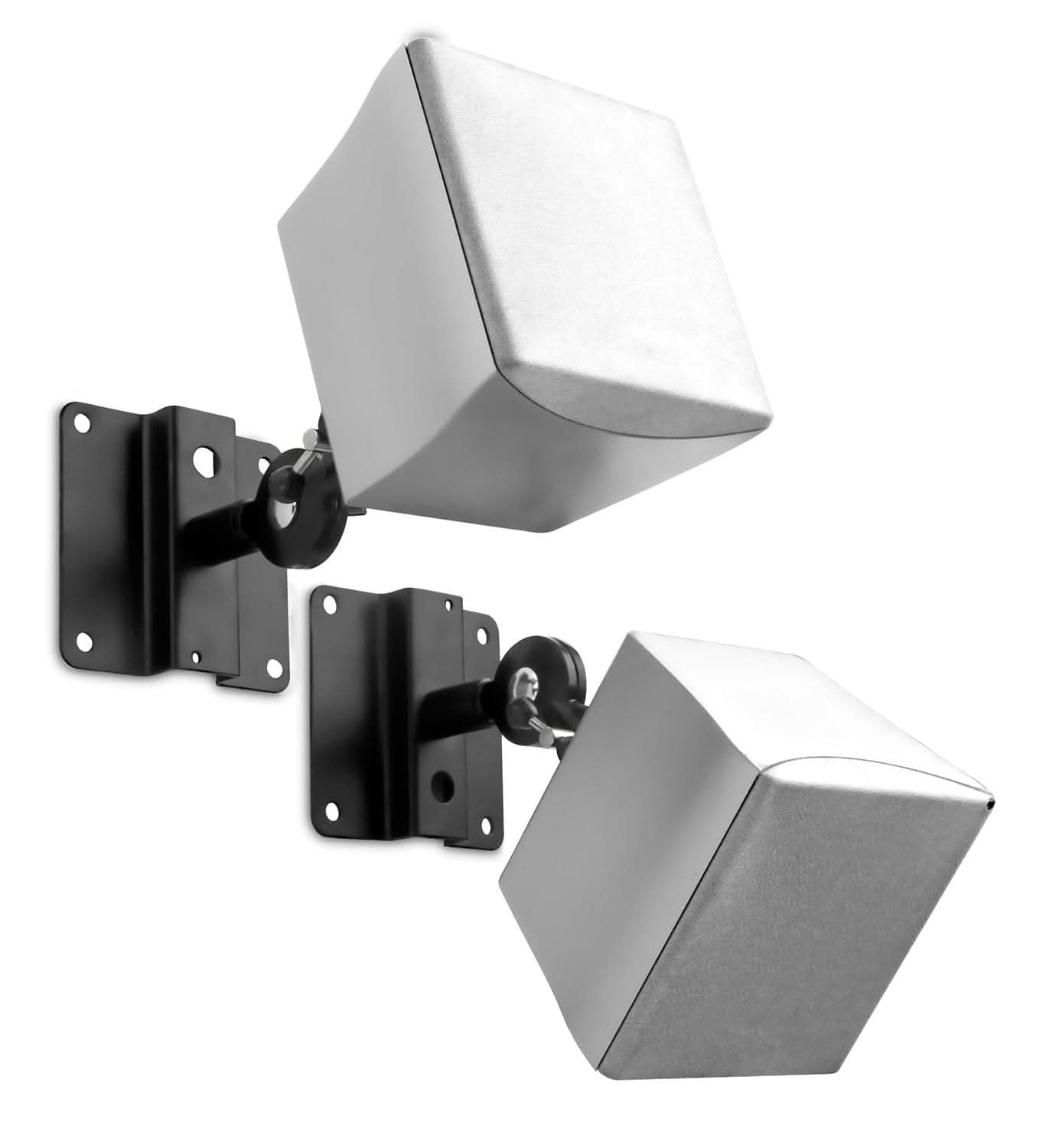 Left. Mount-It! - Heavy-Duty Universal Speaker Mounts for Walls & Ceiling with Adjustable Swivel & Tilt - Black.